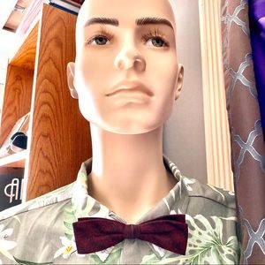 ROYAL VINTAGE SKINNY BOW TIE 1940s BURGUNDY SILK